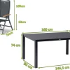 HARTMAN Raffaelo Garten-Essgruppe, xerix/anthrazit, Alu/Spraystone/Teak, 160x95 cm, 4 Klappstühle, Teak Armlehnen