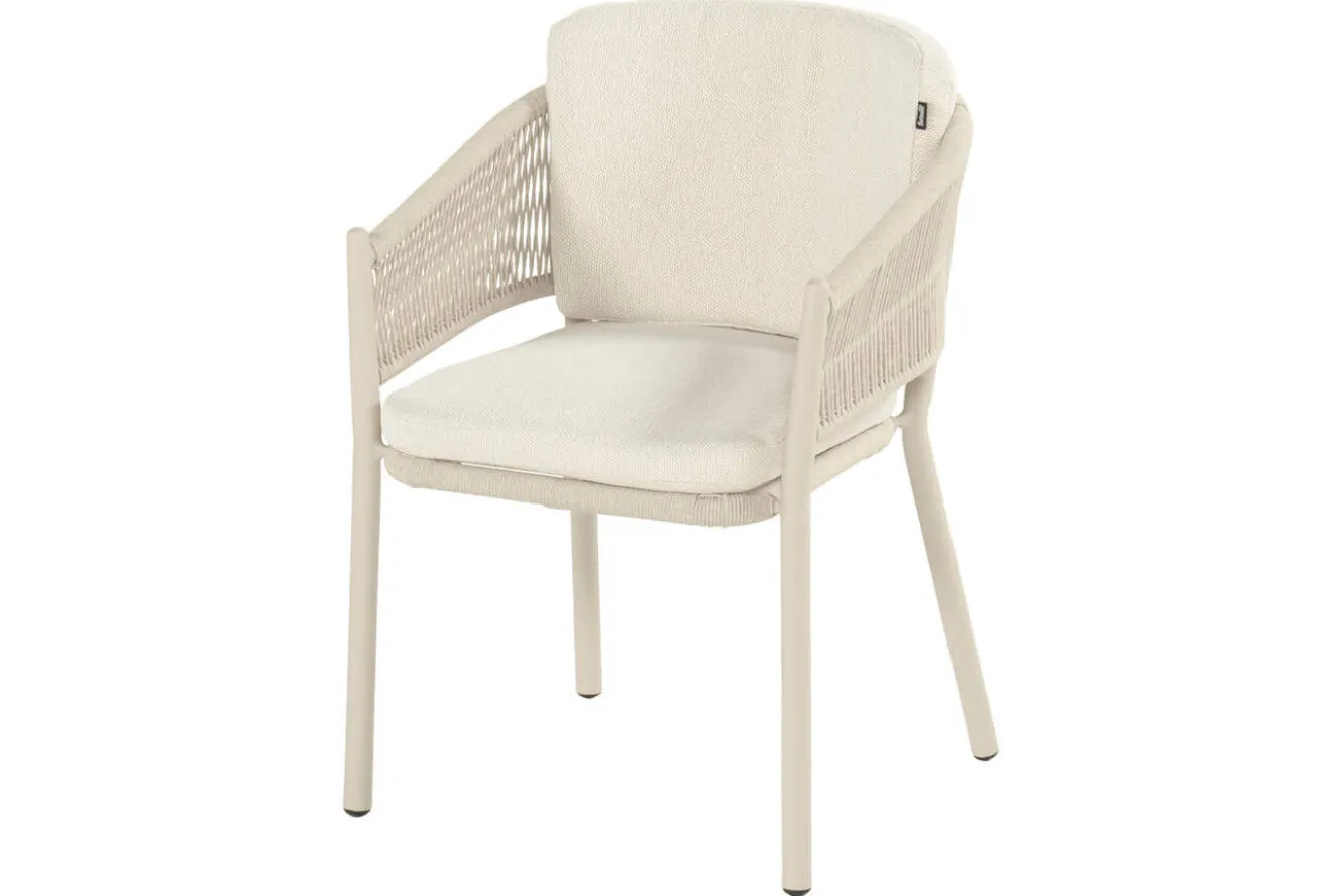 HARTMAN Shades of Colour Altea Diningsessel, sand/beige, Polyester/Rope-Geflecht, 58 x 62 x 81 cm, inkl. Kissen und ergonomischer Rückenlehne