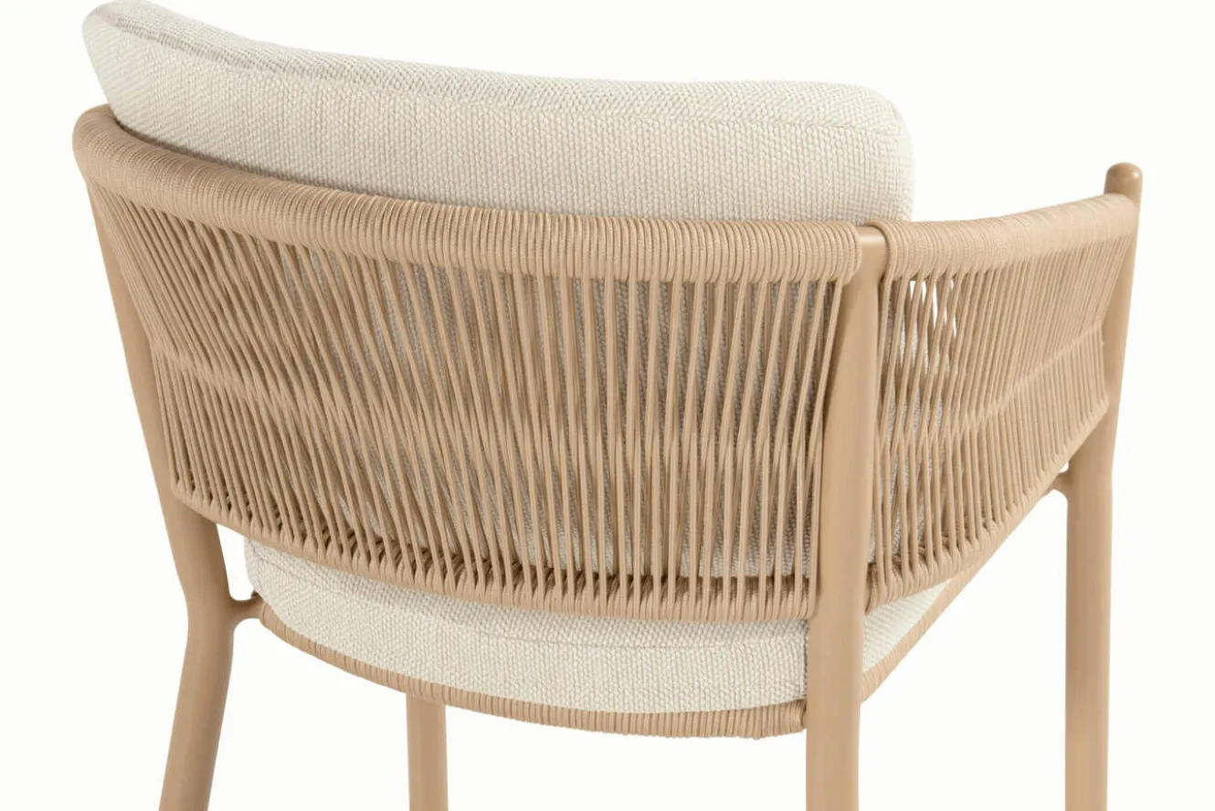 HARTMAN Shades of Colour Altea Diningsessel, cappuccino/beige, Polyester/Rope-Geflecht, 58 x 62 x 81 cm, inkl. Kissen und ergonomischer Rückenlehne