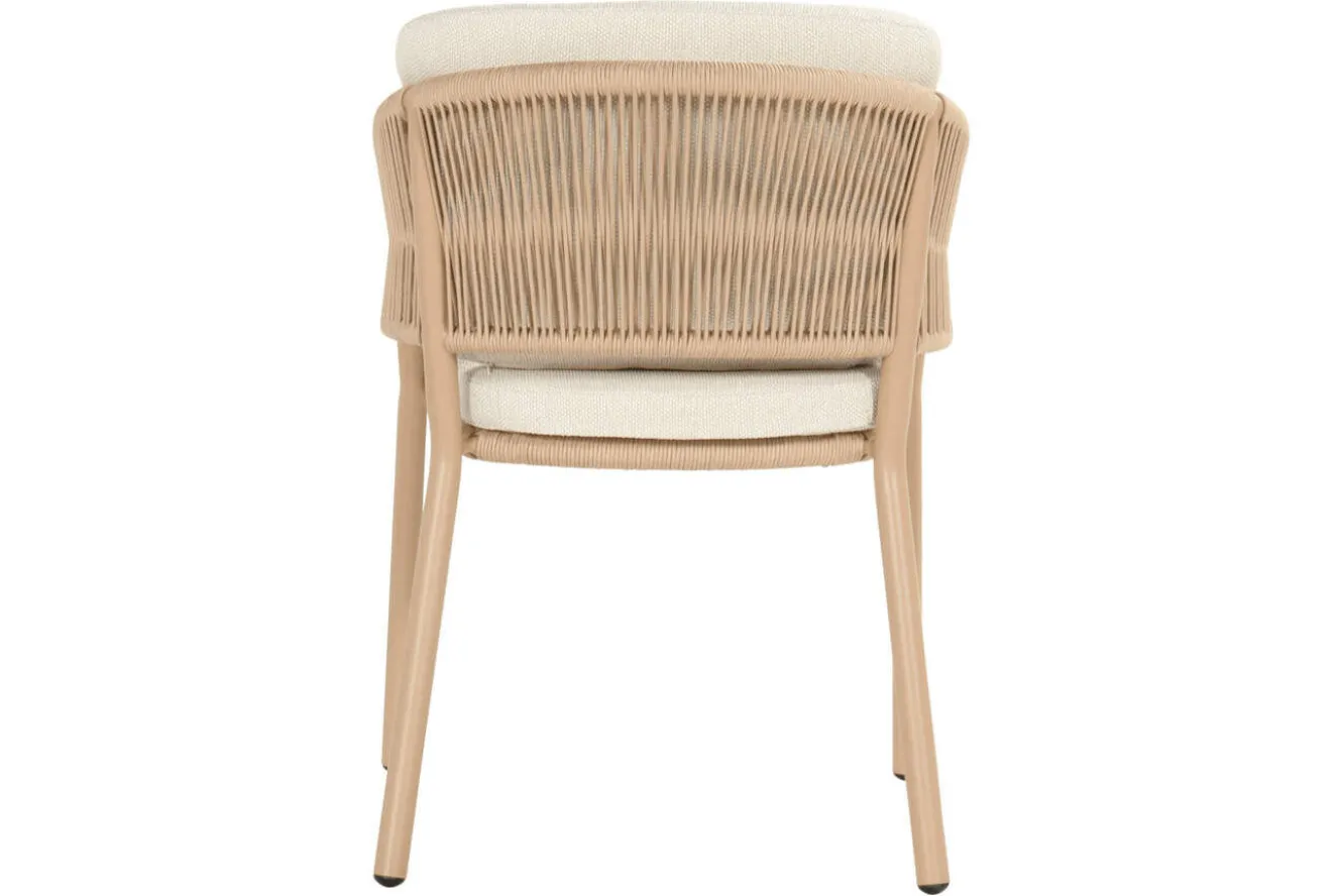HARTMAN Shades of Colour Altea Diningsessel, cappuccino/beige, Polyester/Rope-Geflecht, 58 x 62 x 81 cm, inkl. Kissen und ergonomischer Rückenlehne