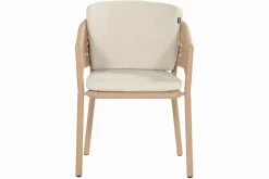 HARTMAN Shades of Colour Altea Diningsessel, cappuccino/beige, Polyester/Rope-Geflecht, 58 x 62 x 81 cm, inkl. Kissen und ergonomischer Rückenlehne