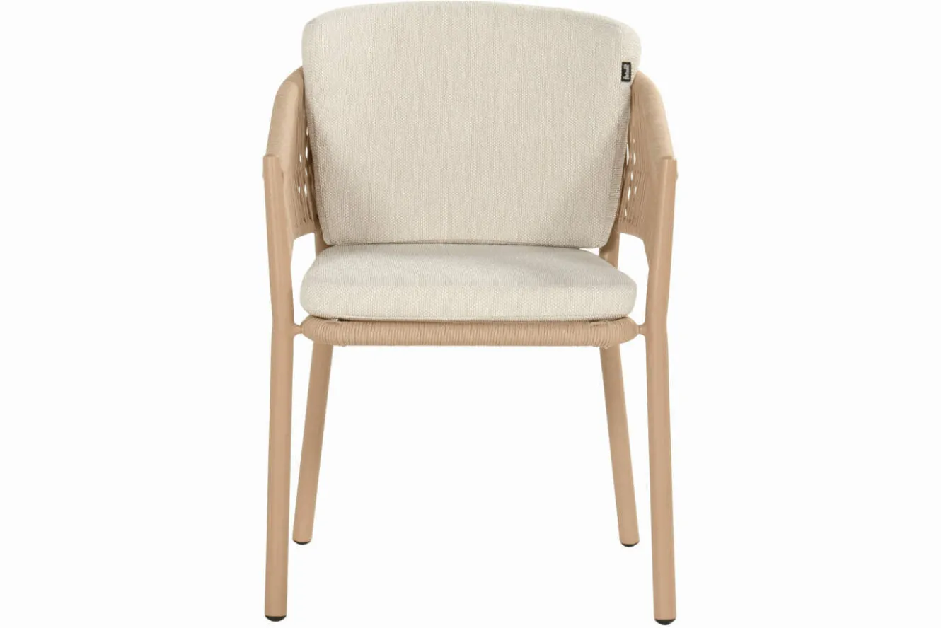 HARTMAN Shades of Colour Altea Diningsessel, cappuccino/beige, Polyester/Rope-Geflecht, 58 x 62 x 81 cm, inkl. Kissen und ergonomischer Rückenlehne