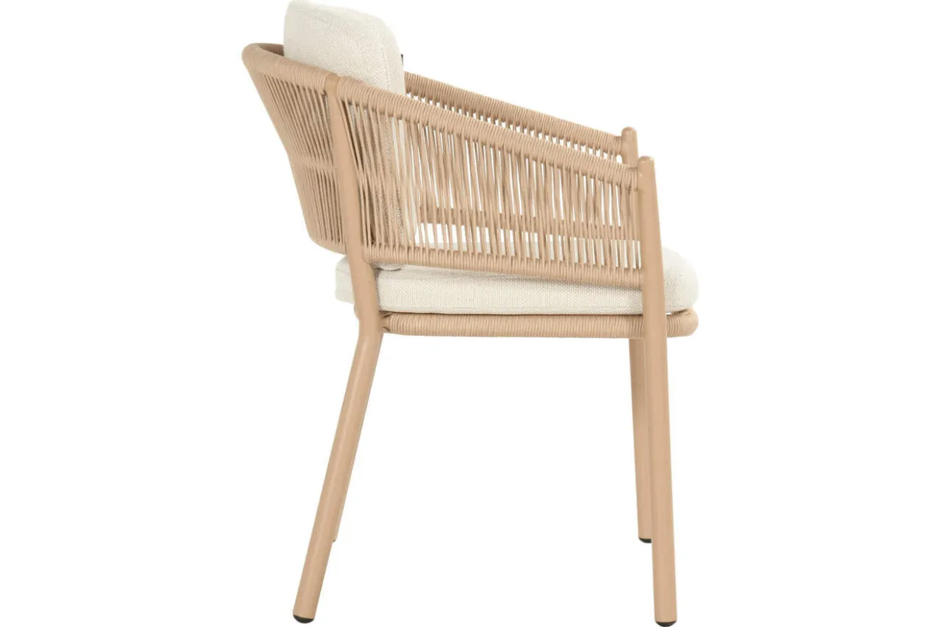 HARTMAN Shades of Colour Altea Diningsessel, cappuccino/beige, Polyester/Rope-Geflecht, 58 x 62 x 81 cm, inkl. Kissen und ergonomischer Rückenlehne