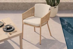 HARTMAN Shades of Colour Altea Diningsessel, cappuccino/beige, Polyester/Rope-Geflecht, 58 x 62 x 81 cm, inkl. Kissen und ergonomischer Rückenlehne