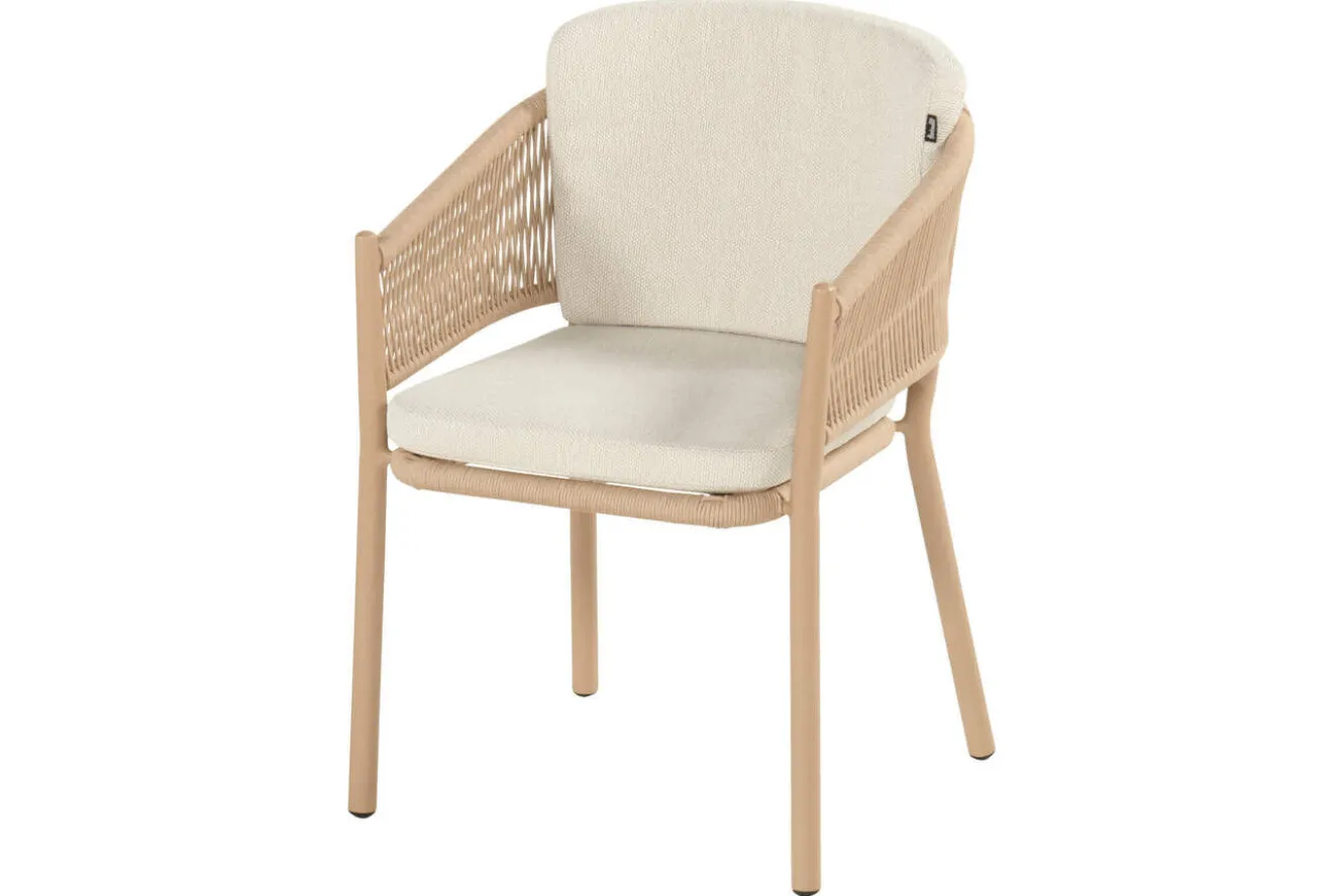 HARTMAN Shades of Colour Altea Diningsessel, cappuccino/beige, Polyester/Rope-Geflecht, 58 x 62 x 81 cm, inkl. Kissen und ergonomischer Rückenlehne