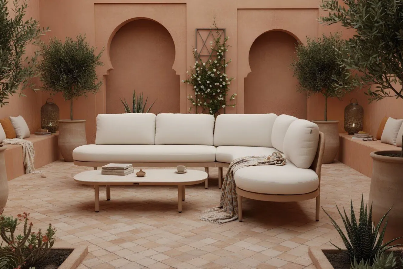 HARTMAN Shades of Colour Bilbao Gartenlounge, cappuccino/beige, Alu/Polyester/Rope-Geflecht, inkl. Polster