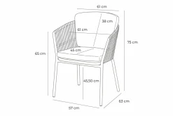 HARTMAN Shades of Colour Sevilla Diningsessel, cappuccino/beige, Polyester/Rope-Geflecht, 63 x 57 x 75 cm, inkl. Polster