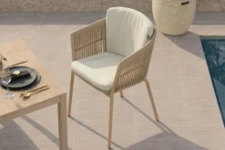 HARTMAN Shades of Colour Sevilla Diningsessel, cappuccino/beige, Polyester/Rope-Geflecht, 63 x 57 x 75 cm, inkl. Polster