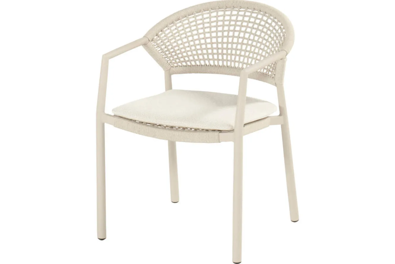HARTMAN Shades of Colour Taragona Gartensessel, sand/beige, Alu/Polyester/Rope-Geflecht, 58 x 62 x 79 cm, stapelbar