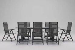 HARTMAN Sondermodell Xanadu / Alice Comfort Garten-Essgruppe, xerix/anthrazit, Alu/Glaskeramik, 8 Klappstühle, 220/280x100cm