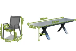 HARTMAN Sondermodell Xanadu / Aruba Garten-Essgruppe, xerix/anthrazit, Alu/Glaskeramik, 8 Stapelsessel, 220/280x100cm