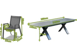 HARTMAN Sondermodell Xanadu / Aruba Garten-Essgruppe, xerix/anthrazit, Alu/Glaskeramik, 8 Stapelsessel, 220/280x100cm