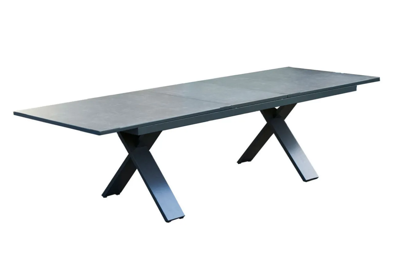 HARTMAN Sondermodell Xanadu / Aruba Garten-Essgruppe, xerix/anthrazit, Alu/Glaskeramik, 8 Stapelsessel, 220/280x100cm