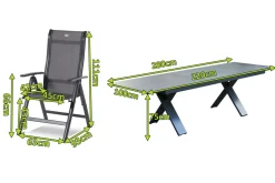 HARTMAN Sondermodell Xanadu / Alice Comfort Garten-Essgruppe, xerix/anthrazit, Alu/Glaskeramik, 6 Klappstühle, 220/280x100cm