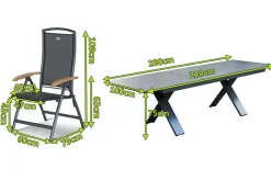 HARTMAN Sondermodell Xanadu / Raffaelo Garten-Essgruppe, xerix/anthrazit, Alu/Glaskeramik, 8 Klappstühle, 220/280x100cm