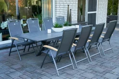 HARTMAN Sondermodell Xanadu / Raffaelo Garten-Essgruppe, xerix/anthrazit, Alu/Glaskeramik, 8 Klappstühle, 220/280x100cm