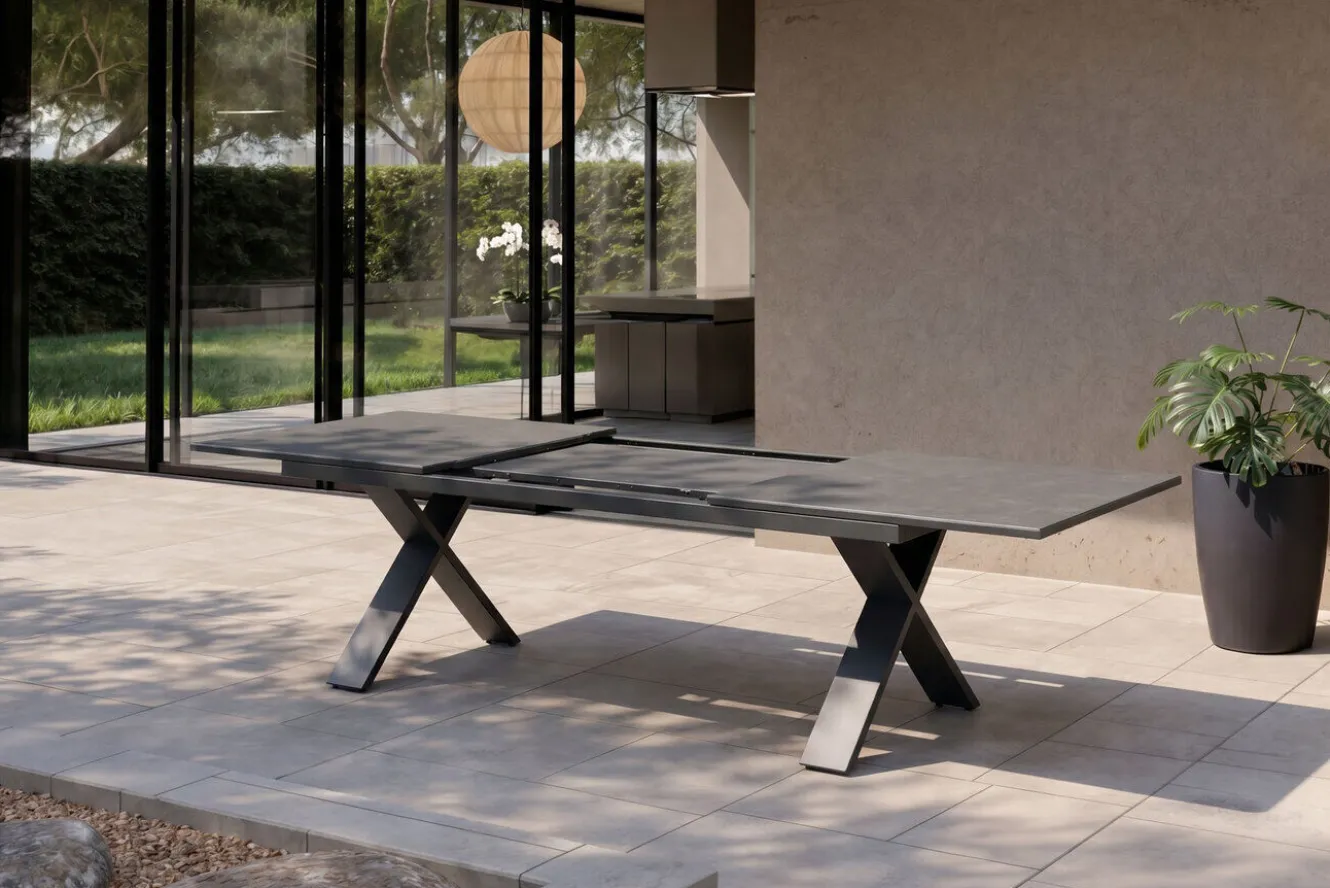 HARTMAN Sondermodell Xanadu / Alice Comfort Set, xerix/anthrazit, Alu/Glaskeramik, 8 Stapelsessel, 220/280x100cm