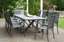 HARTMAN Sondermodell Xanadu / Alice Comfort Set, xerix/anthrazit, Alu/Glaskeramik, 10 Stapelsessel, 220/280x100cm