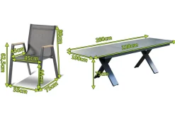 HARTMAN Sondermodell Xanadu / Aruba Set, xerix/anthrazit, Alu/Glaskeramik, 10 Stapelsessel, 220/280x100cm
