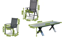 HARTMAN Sondermodell Xanadu / Alice Comfort Garten-Essgruppe, xerix/anthrazit, Alu/Glaskeramik, 2 Stapelsessel, 6 Klappstühle, 220/280x100cm