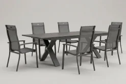 HARTMAN Sondermodell Xanadu / Alice Comfort Set, xerix/anthrazit, Alu/Glaskeramik, 6 Stapelsessel, 220/280x100cm