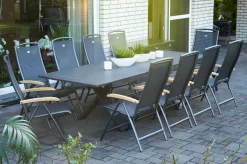 HARTMAN Sondermodell Xanadu / Raffaelo Garten-Essgruppe, xerix/anthrazit, Alu/Glaskeramik, 10 Klappstühle, 220/280x100cm