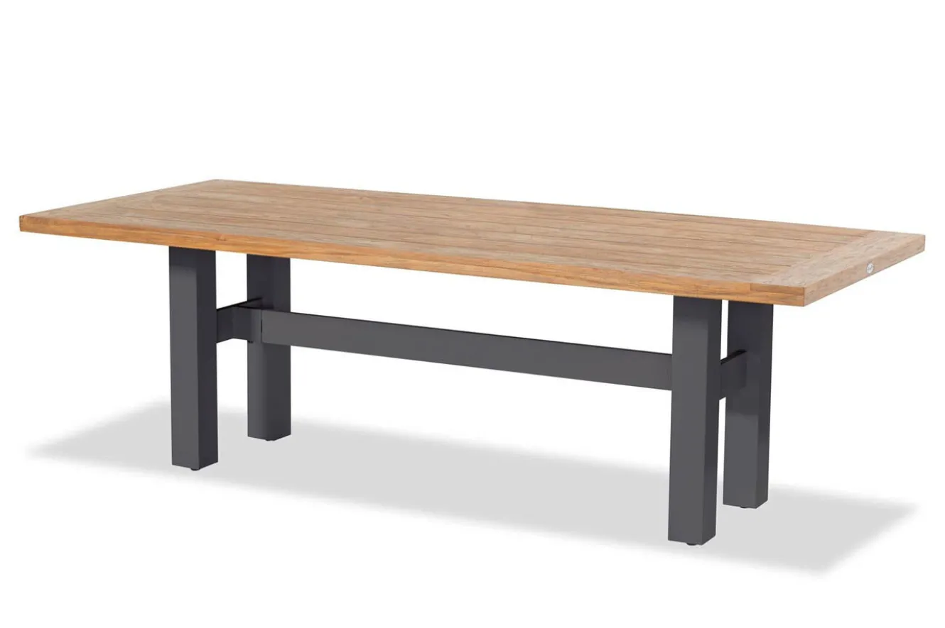 HARTMAN Sondermodell Yasmani / Primo Garten-Essgruppe, xerix/natur, Alu/Teak/Glaskeramik, 8 Klappstühle, 220/280x100cm, Teak Armlehnen
