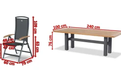 HARTMAN Sondermodell Yasmani/Raffaelo Garten-Essgruppe, xerix, Alu/Teakholz, 240x100cm, 8 Klappstühle