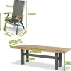 HARTMAN Sondermodell Yasmani / Primo Garten-Essgruppe, xerix/natur, Alu/Teak/Glaskeramik, 6 Klappstühle, 240x100cm, Teak Armlehnen