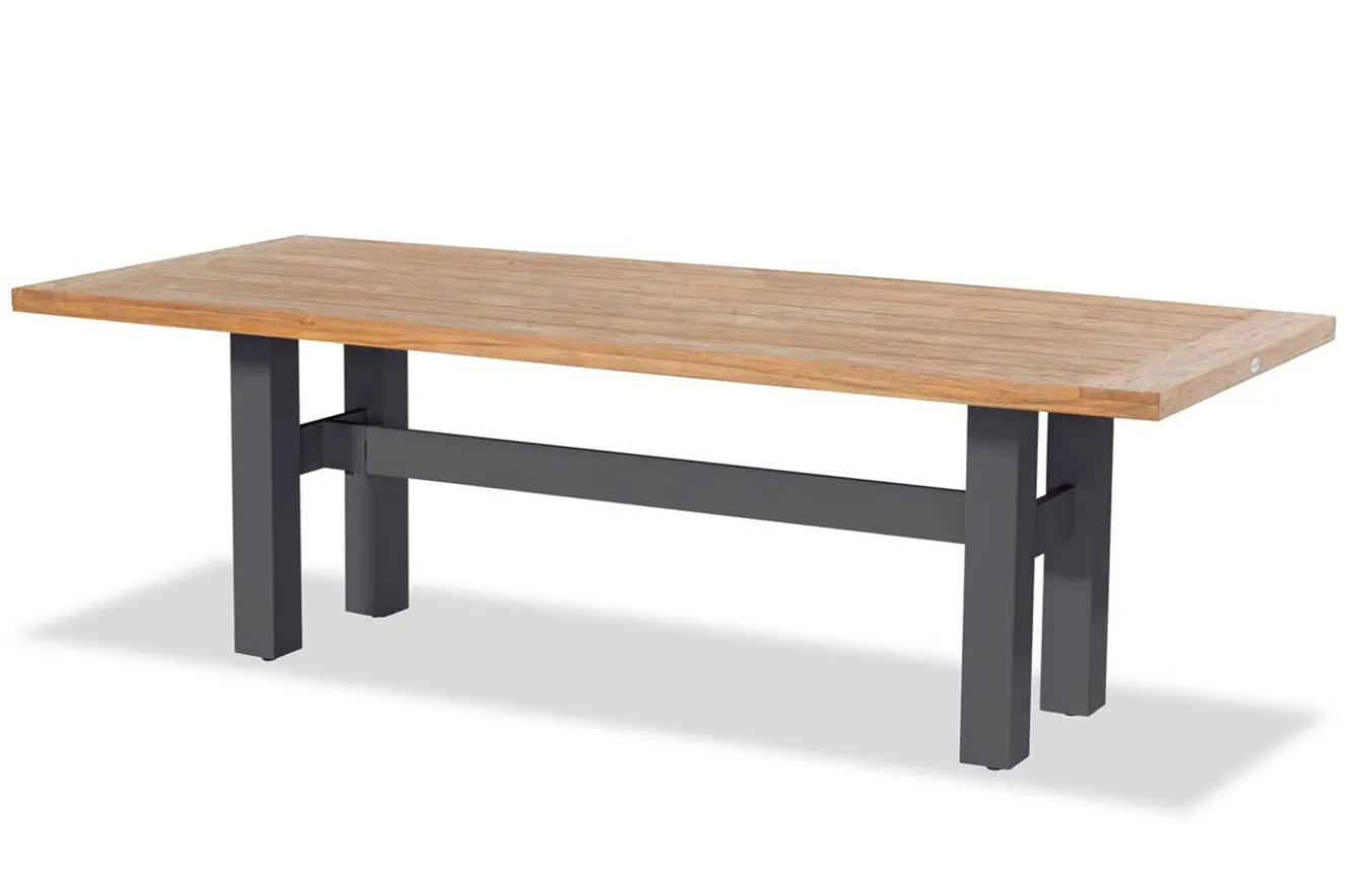HARTMAN Sondermodell Yasmani / Primo Garten-Essgruppe, xerix/natur, Alu/Teak/Glaskeramik, 6 Klappstühle, 240x100cm, Teak Armlehnen