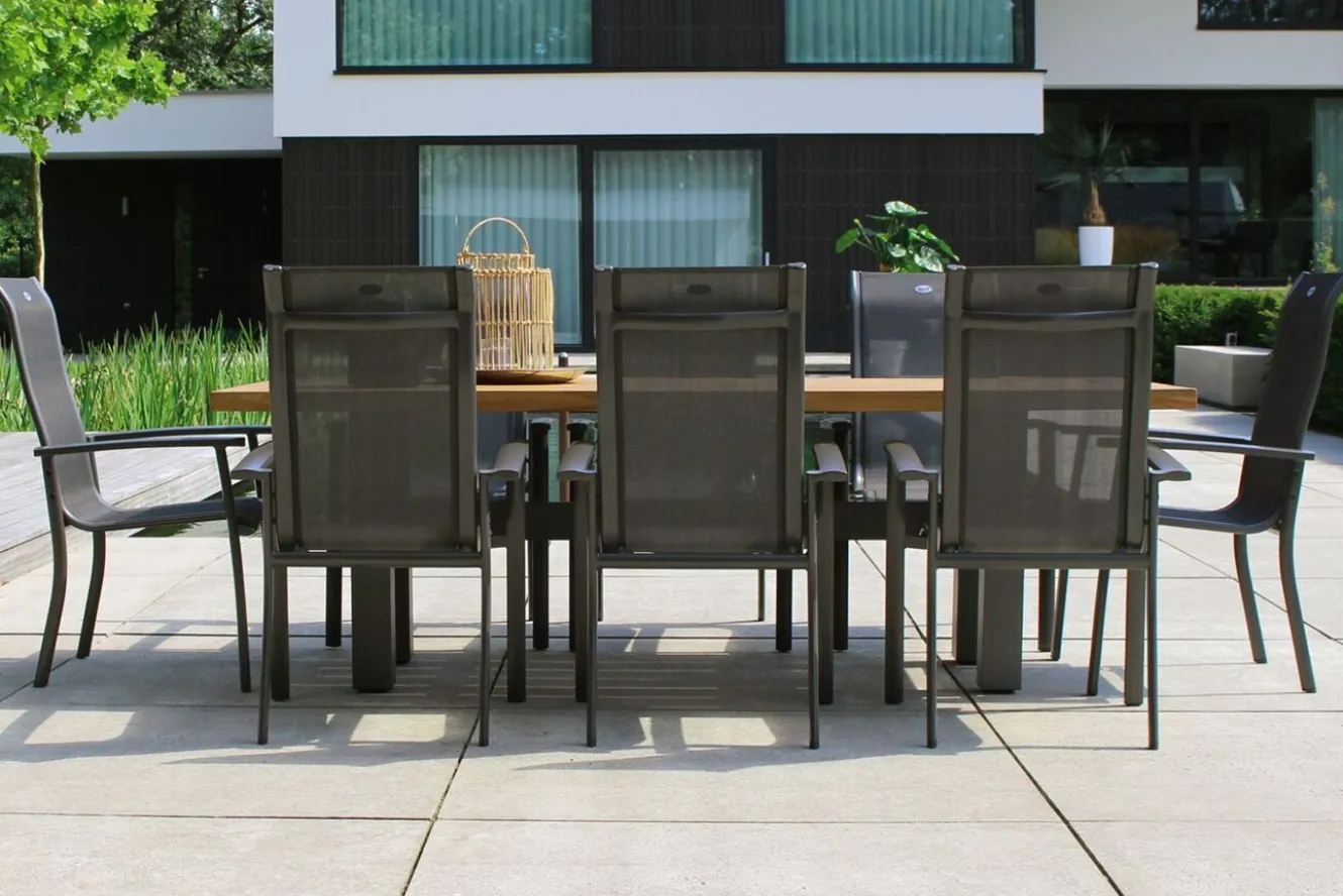 HARTMAN Sondermodell Yasmani/Alice Comfort Garten-Essgruppe, xerix, Alu/Teakholz, 240x100cm, 8 Stapelsessel