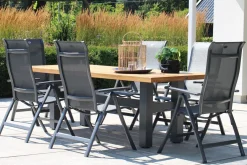 HARTMAN Sondermodell Yasmani/Alice Comfort Garten-Essgruppe, xerix, Alu/Teakholz, 240x100cm, 6 Klappstühle