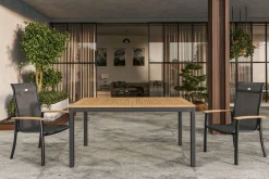 HARTMAN South Wales Ausziehtisch, xerix/natur, Alu/Teak, 150/210x90cm, mit Synchronauszug