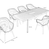 HARTMAN South Wales Garten-Essgruppe, xerix/natur/schwarz/weiß, Alu/Teak/Kunststoff, Ausziehtisch 150/210 x 90 cm, inkl. 6 Sessel