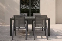 HARTMAN Tanger/Aruba Garten-Essgruppe, xerix/grey wood, Aluminium/Keramik, 168x105cm, 4 Stapelsessel