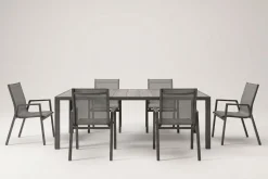 HARTMAN Tanger/Aruba Garten-Essgruppe, xerix/grey wood, Aluminium/Keramik, 228x105cm, 6 Stapelsessel