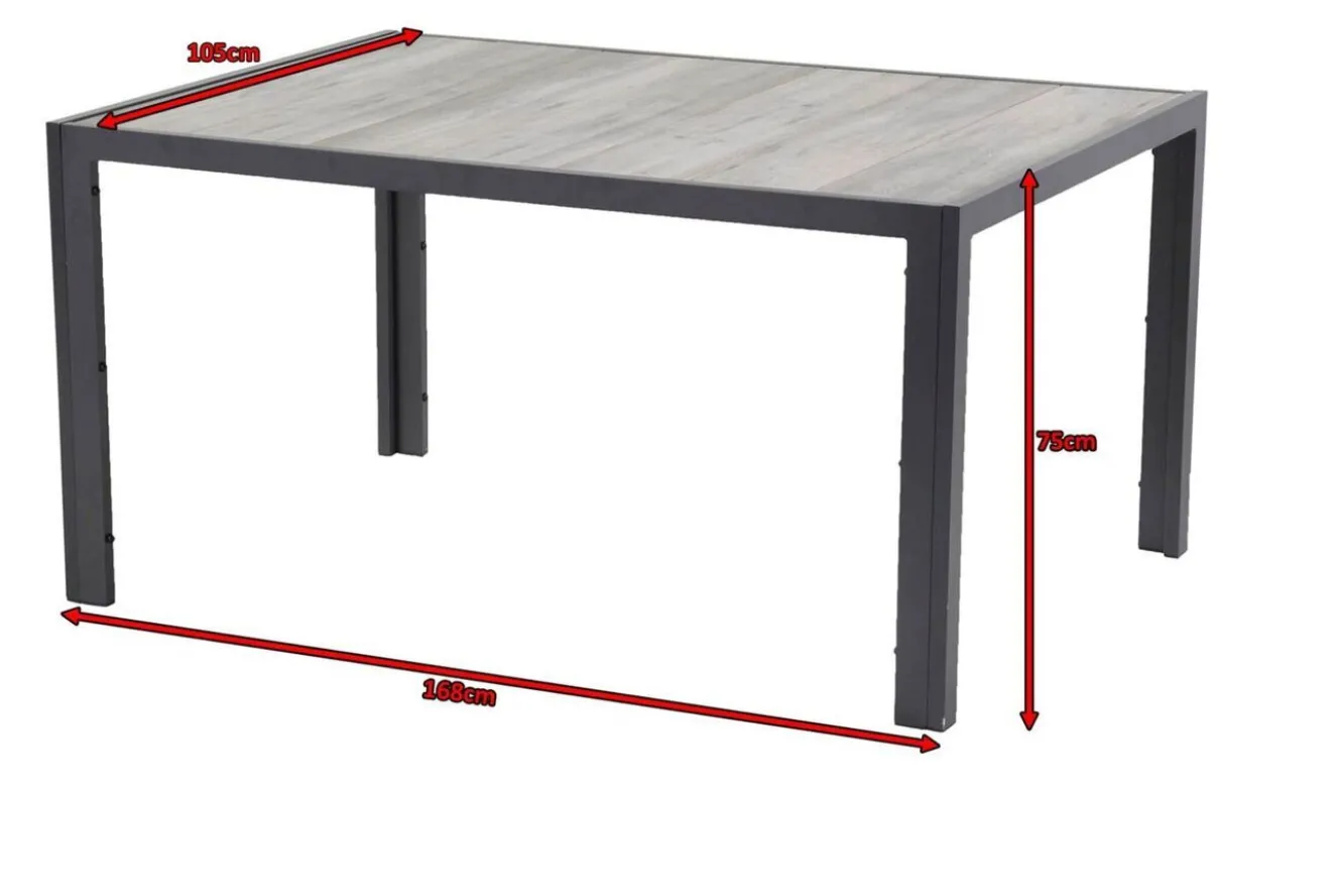 HARTMAN Tanger Esstisch, xerix/grey wood, Aluminium/Keramik, 168x105cm