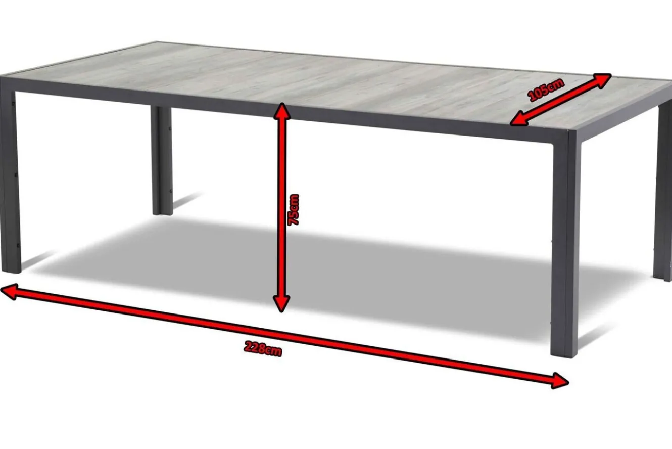 HARTMAN Tanger Esstisch,xerix/grey wood, Aluminium/Keramik, 228x105cm
