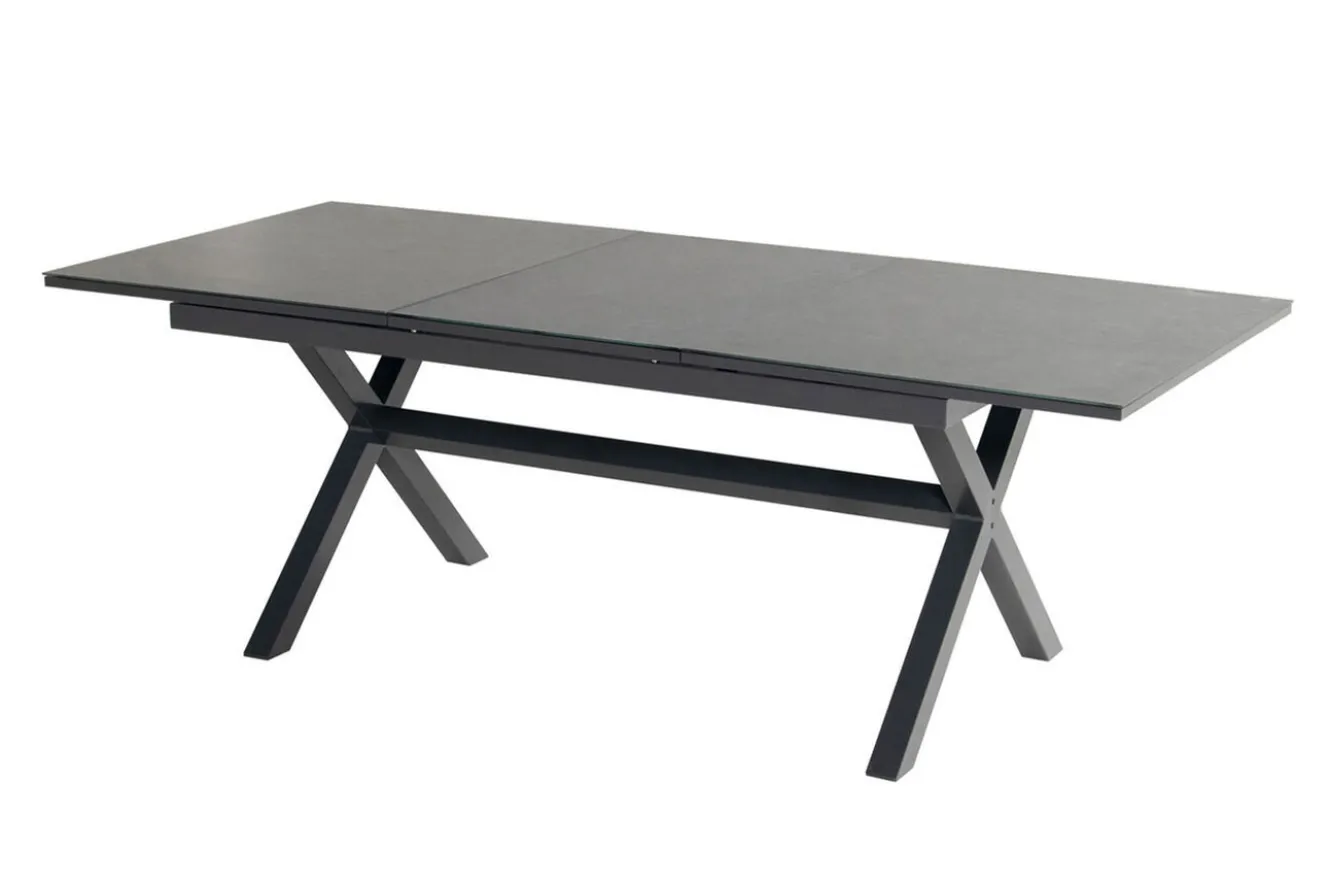 HARTMAN Xanadu / Alice Garten-Essgruppe, xerix/natur, Alu/Teak/Glaskeramik, 4x4 Textilen, 8 Klappstühle, 160/220x100cm, Teak Armlehnen