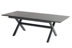 HARTMAN Xanadu / Aruba Garten-Essgruppe, xerix/natur, Alu/Teak/Glaskeramik, 6 Dining Sessel, 2 Klappstühle, 160/220x100cm, Teak Armlehnen