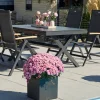 HARTMAN Xanadu / Aruba Garten-Essgruppe, xerix/natur, Alu/Teak/Glaskeramik, 4 Klappstühle, 160/220x100cm, Teak Armlehnen
