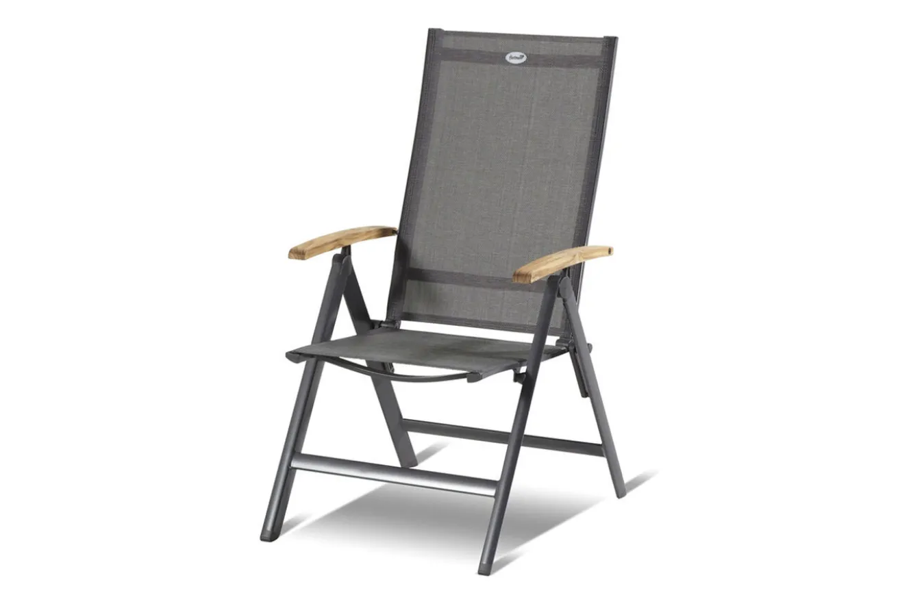 HARTMAN Xanadu / Aruba Garten-Essgruppe, xerix/natur, Alu/Teak/Glaskeramik, 8 Klappstühle, 160/220x100cm, Teak Armlehnen