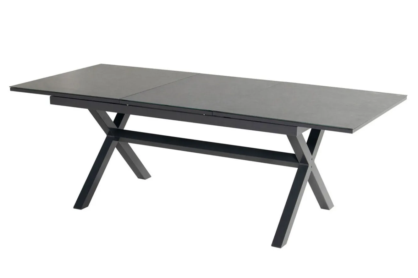 HARTMAN Xanadu / Aruba Garten-Essgruppe, xerix, Alu/Textilene/Glaskeramik, 6 Stapelsessel, 160/220x100cm