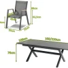 HARTMAN Xanadu / Aruba Garten-Essgruppe, xerix/natur, Alu/Teak/Glaskeramik, 4 Dining Sessel, 160/220x100cm, Teak Armlehnen