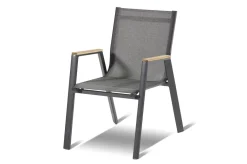 HARTMAN Xanadu / Aruba Garten-Essgruppe, xerix/natur, Alu/Teak/Glaskeramik, 4 Dining Sessel, 160/220x100cm, Teak Armlehnen