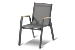 HARTMAN Xanadu / Aruba Garten-Essgruppe, xerix/natur, Alu/Teak/Glaskeramik, 2 Dining Sessel, 6 Klappstühle, 160/220x100cm, Teak Armlehnen