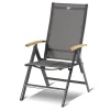HARTMAN Xanadu / Aruba Garten-Essgruppe, xerix/natur, Alu/Teak/Glaskeramik, 2 Dining Sessel, 4 Klappstühle, 160/220x100cm, Teak Armlehnen