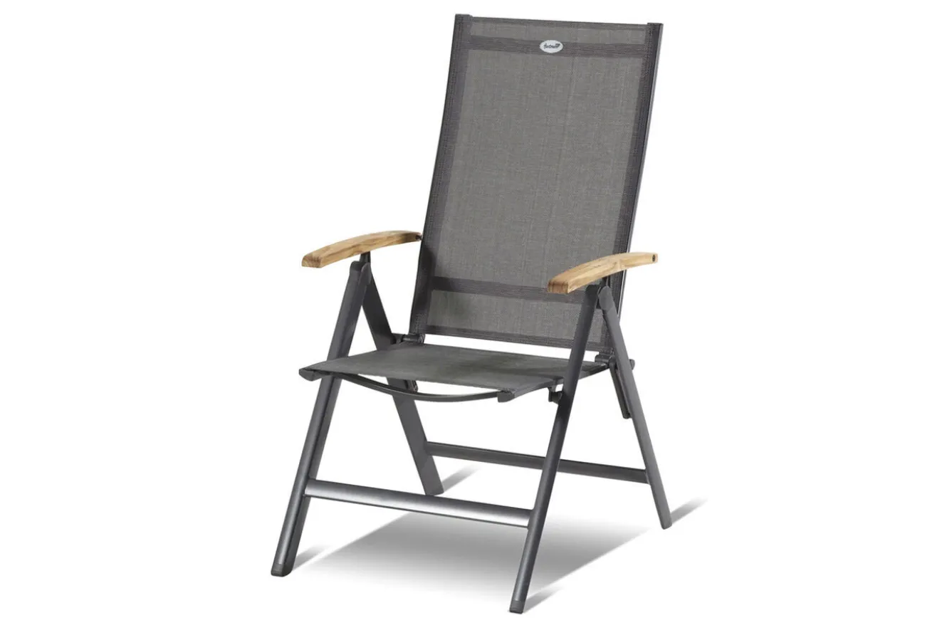 HARTMAN Xanadu / Aruba Garten-Essgruppe, xerix/natur, Alu/Teak/Glaskeramik, 2 Dining Sessel, 4 Klappstühle, 160/220x100cm, Teak Armlehnen