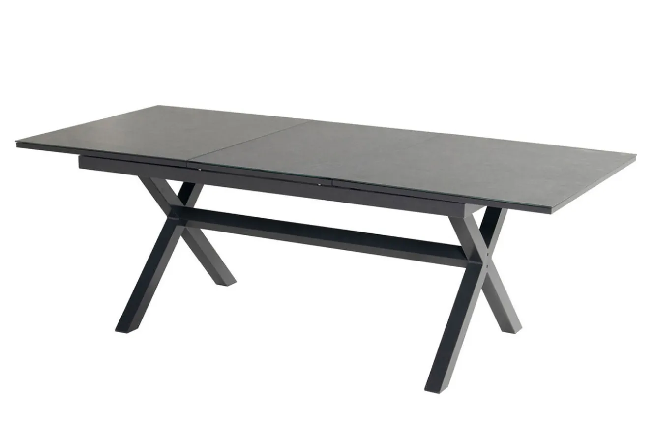 HARTMAN Xanadu / Aruba Garten-Essgruppe, xerix/natur, Alu/Teak/Glaskeramik, 8 Dining Sessel, 160/220x100cm, Teak Armlehnen