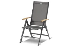 HARTMAN Xanadu / Aruba Garten-Essgruppe, xerix/natur, Alu/Teak/Glaskeramik, 4 Dining Sessel, 2 Klappstühle, 160/220x100cm, Teak Armlehnen
